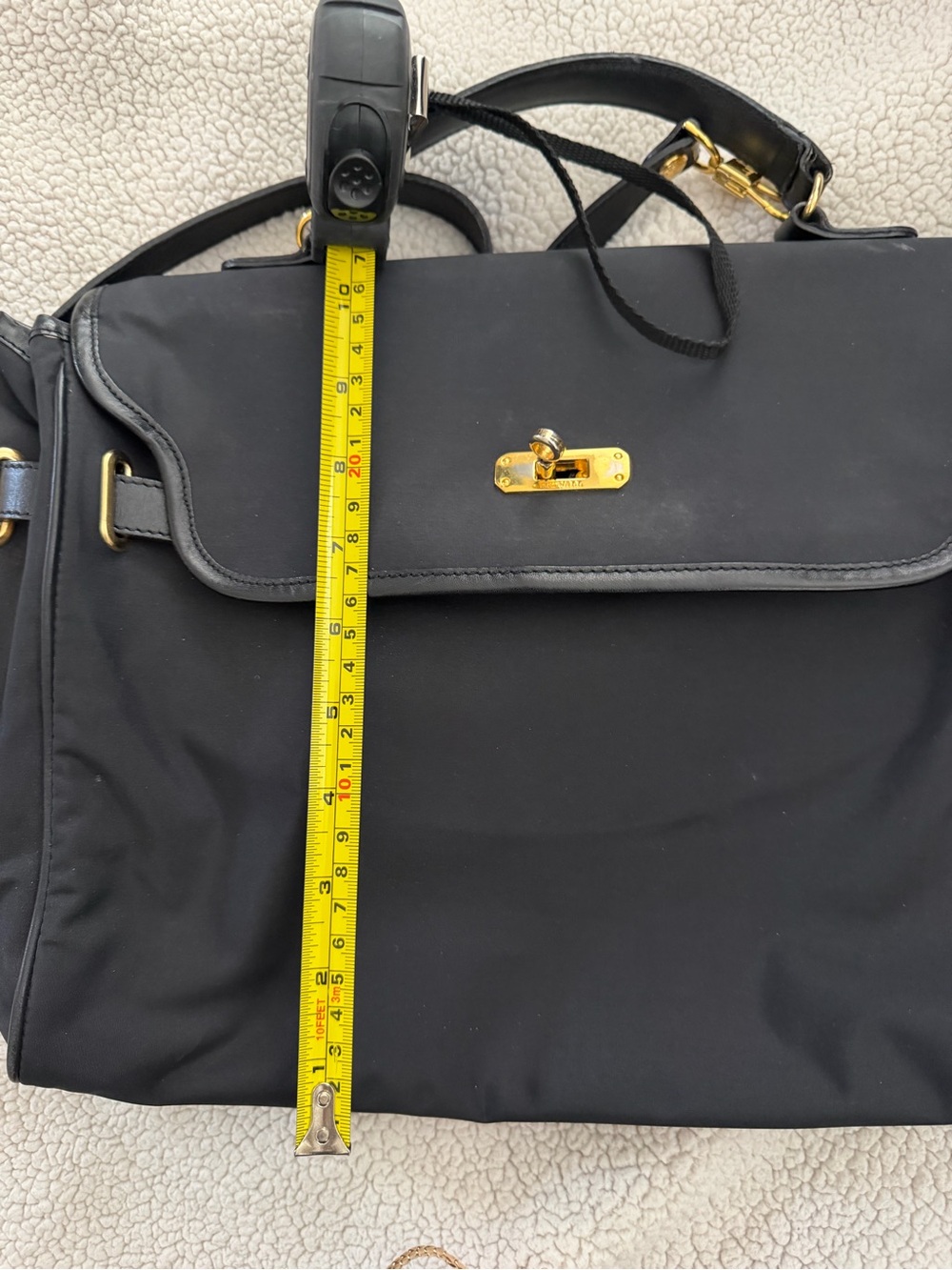 Moschino Black Nylon Satchel with Gold Hardware and Logo Strap - Picture 13 of 14